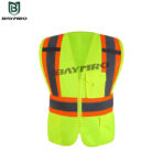 High-Visibility Vest with Reflective Stripes and Pockets for Workplace Safety