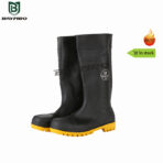 PVC safety boots with steel toe cap and midsole